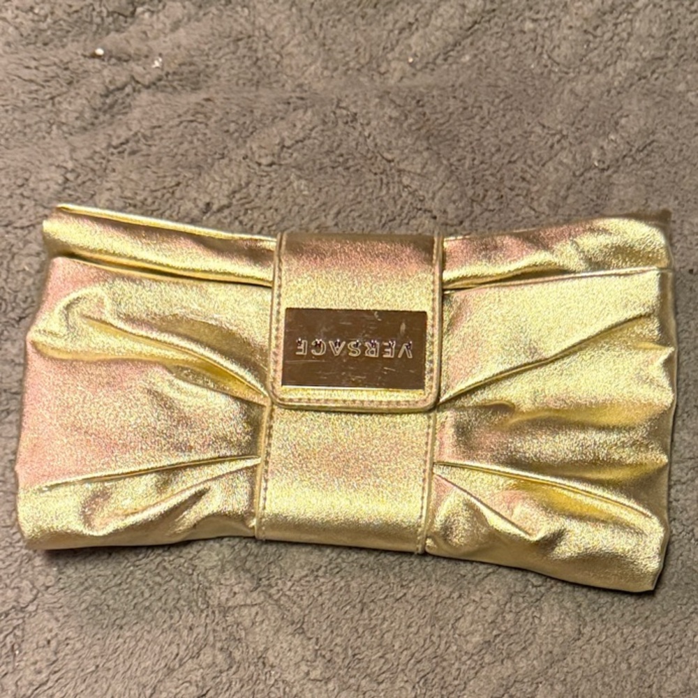 Versace Metallic Gold Wristlet Clutch
